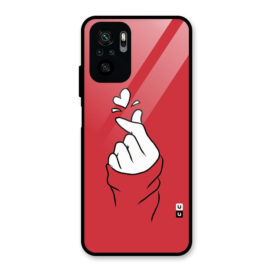 Korean Love Sign Glass Back Case for Redmi Note 10S