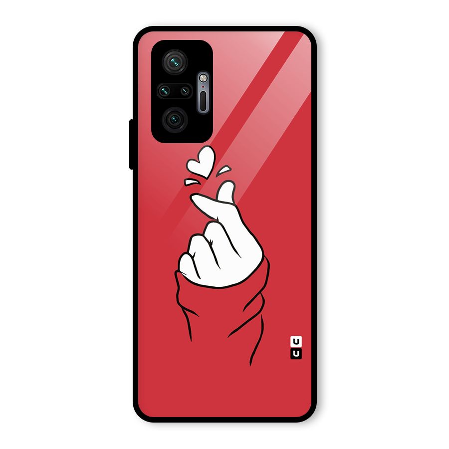 Korean Love Sign Glass Back Case for Redmi Note 10 Pro Max