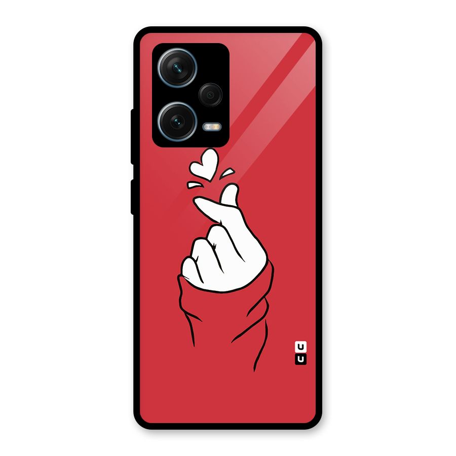 Korean Love Sign Glass Back Case for Redmi Note 12 Pro Plus 5G