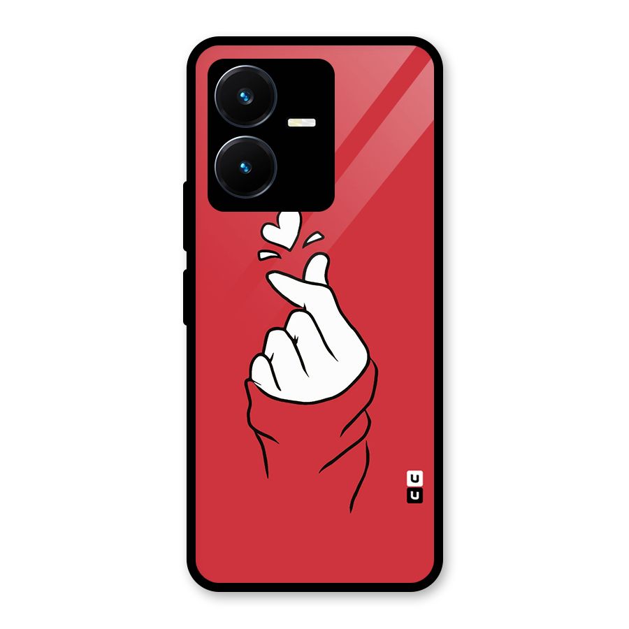 Korean Love Sign Glass Back Case for Vivo Y22