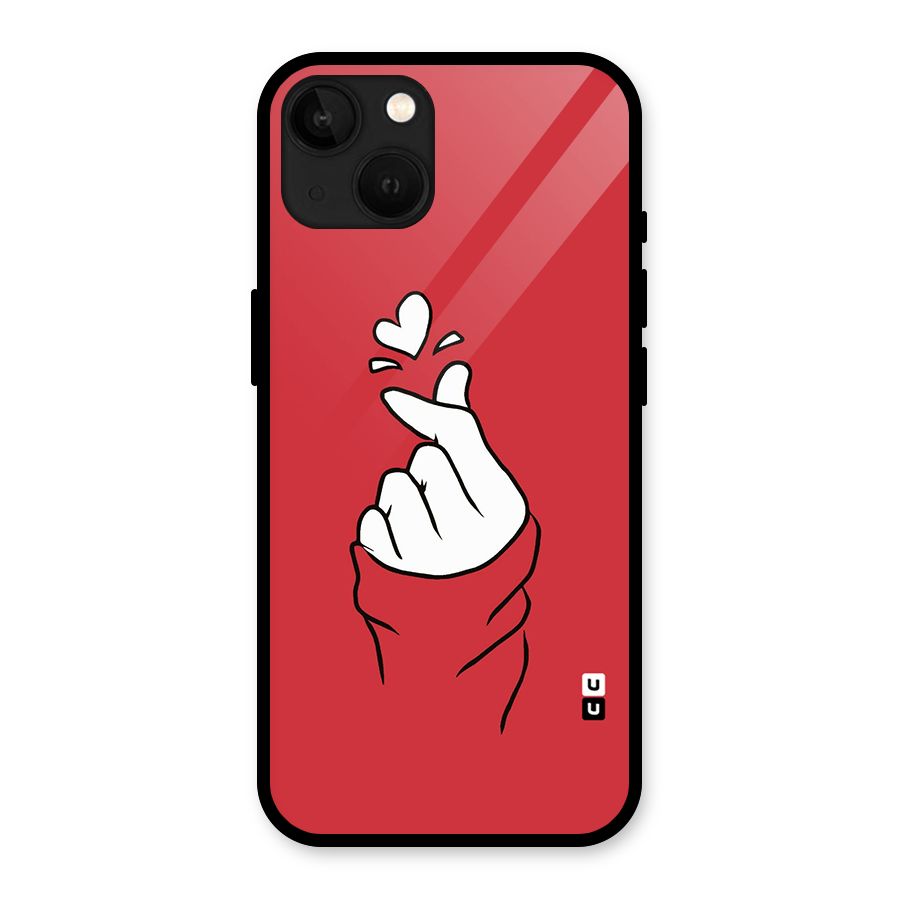 Korean Love Sign Glass Back Case for iPhone 13