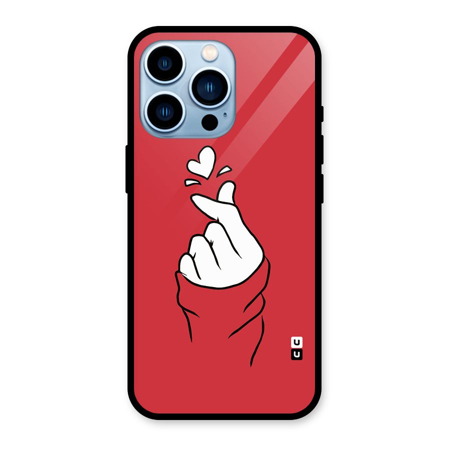 Korean Love Sign Glass Back Case for iPhone 13 Pro