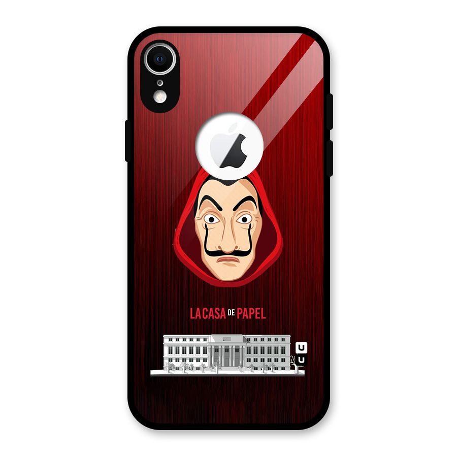 Lacasa Papel Minimalist Glass Back Case for iPhone XR Logo Cut