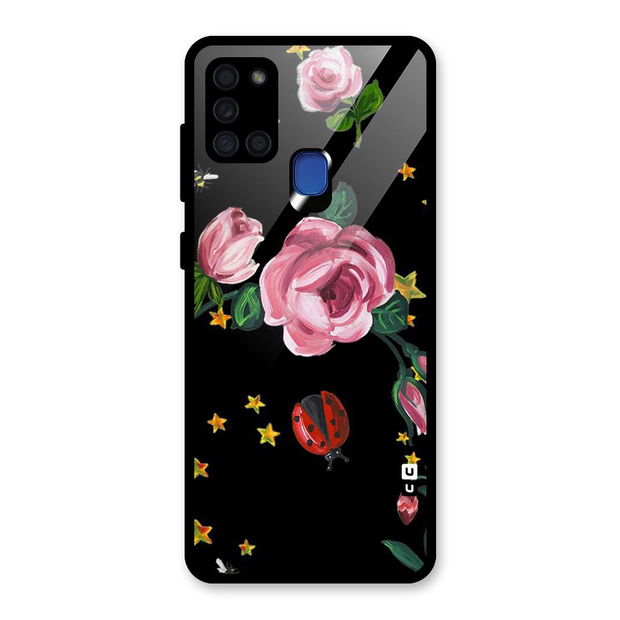 Ladybird And Floral Glass Back Case for Galaxy A21s