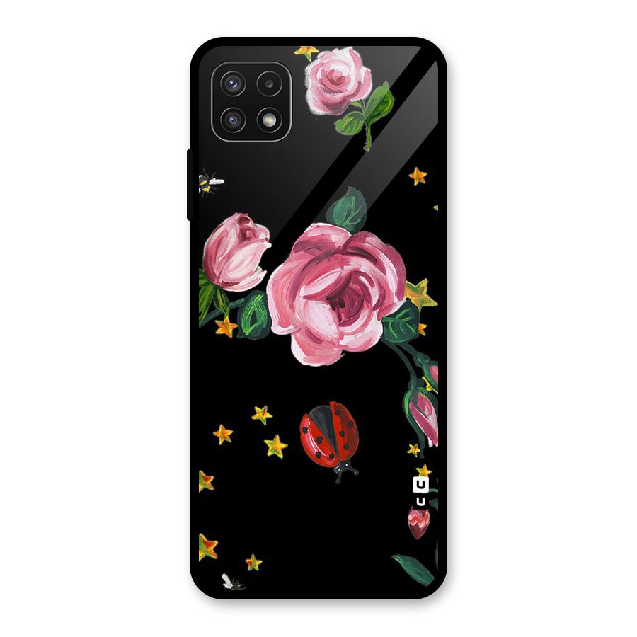 Ladybird And Floral Glass Back Case for Galaxy A22 5G