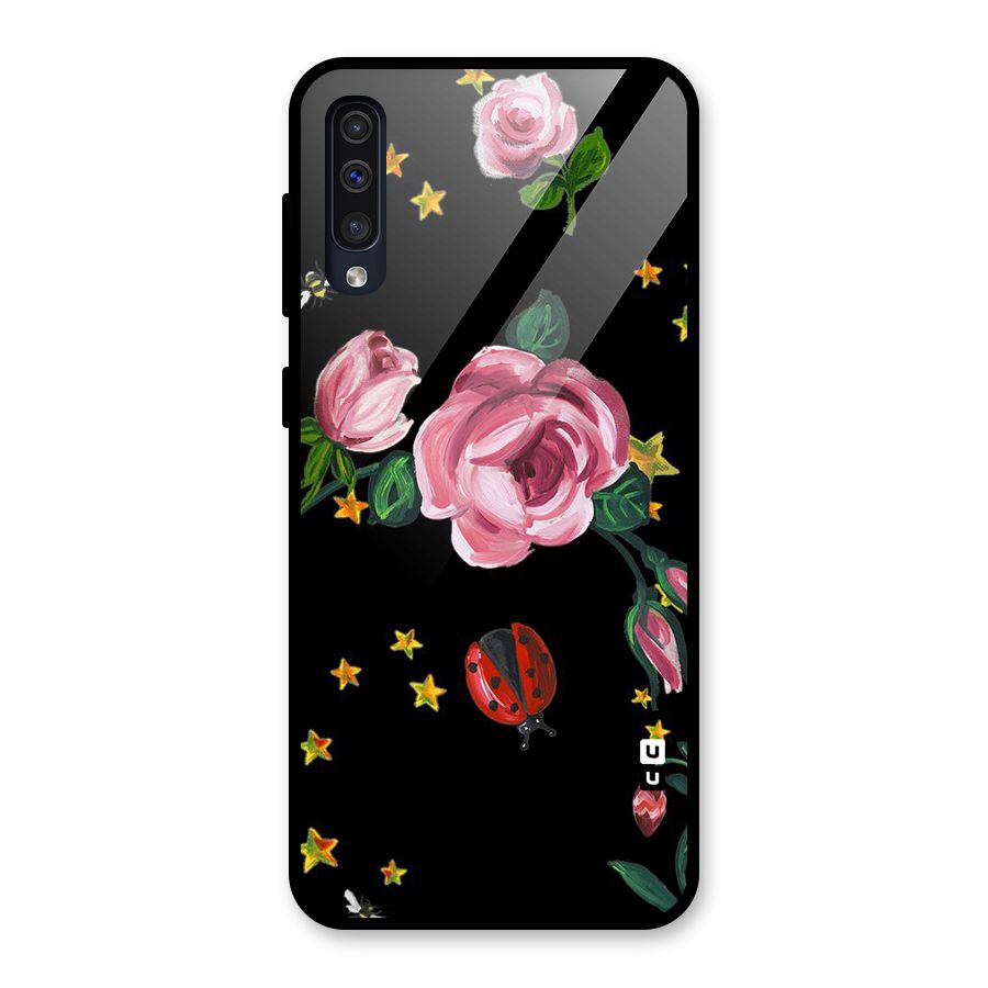 Ladybird And Floral Glass Back Case for Galaxy A50