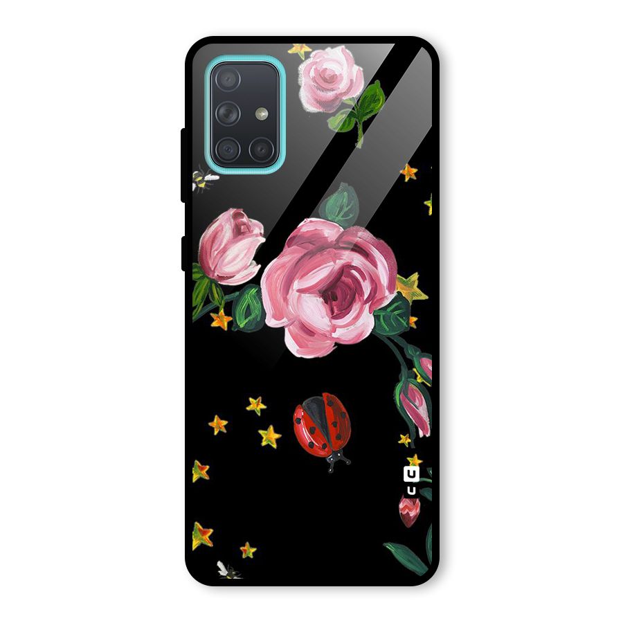 Ladybird And Floral Glass Back Case for Galaxy A71