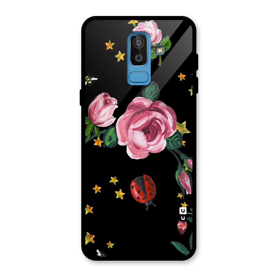 Ladybird And Floral Glass Back Case for Galaxy J8