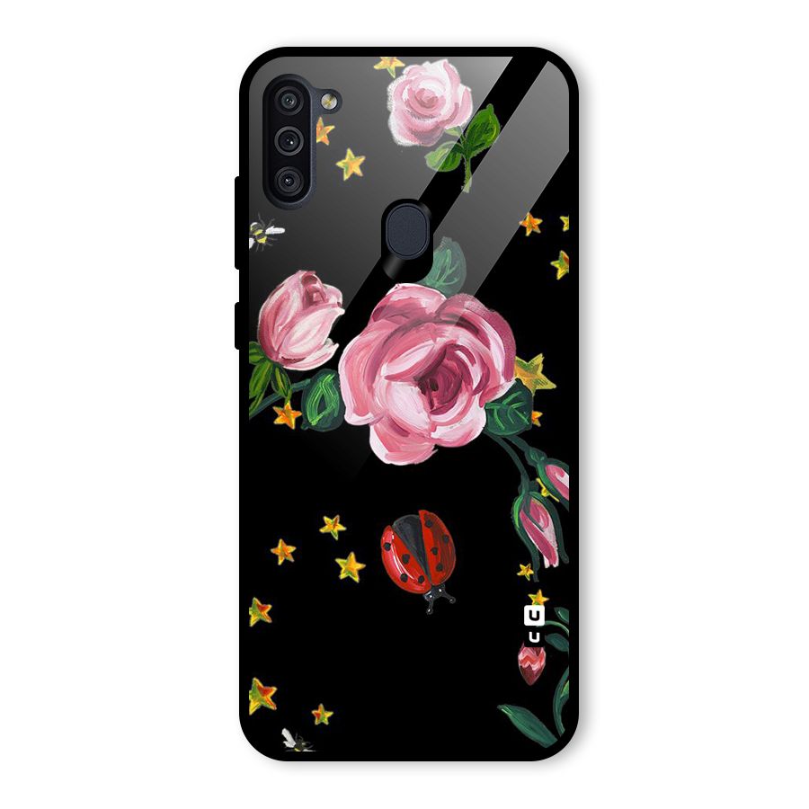 Ladybird And Floral Glass Back Case for Galaxy M11
