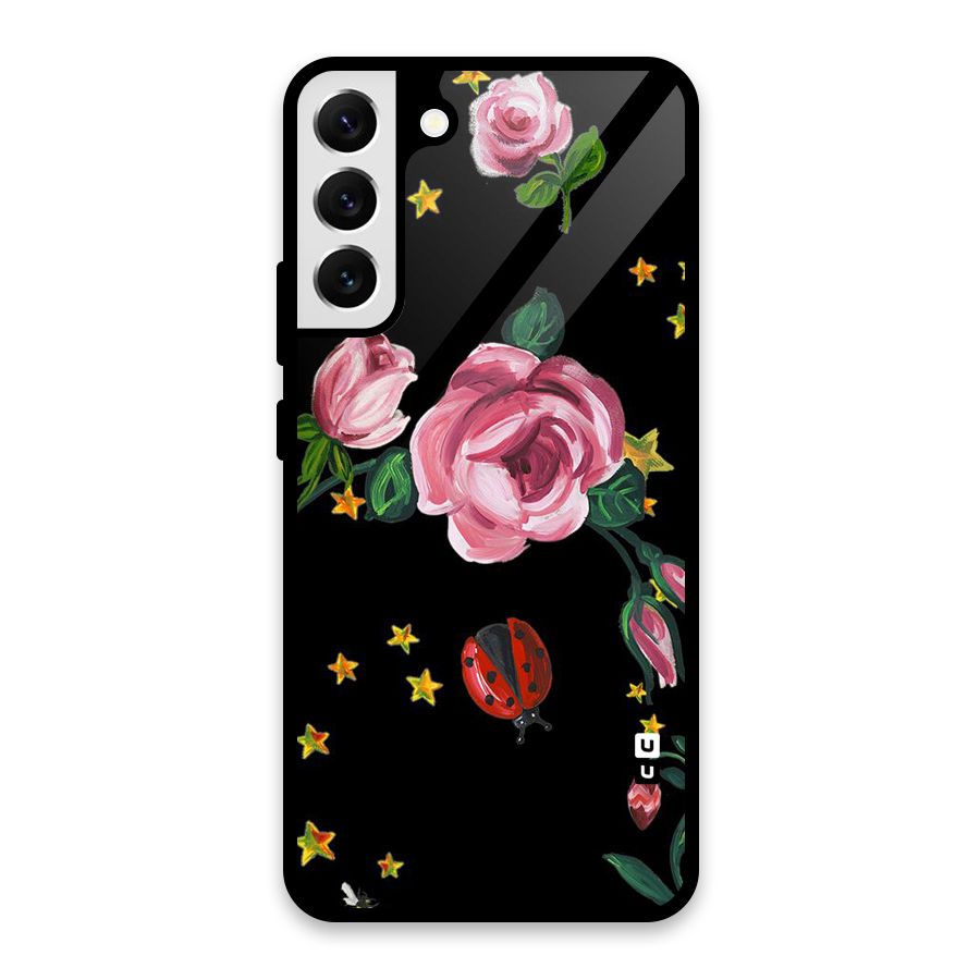 Ladybird And Floral Glass Back Case for Galaxy S22 Plus 5G