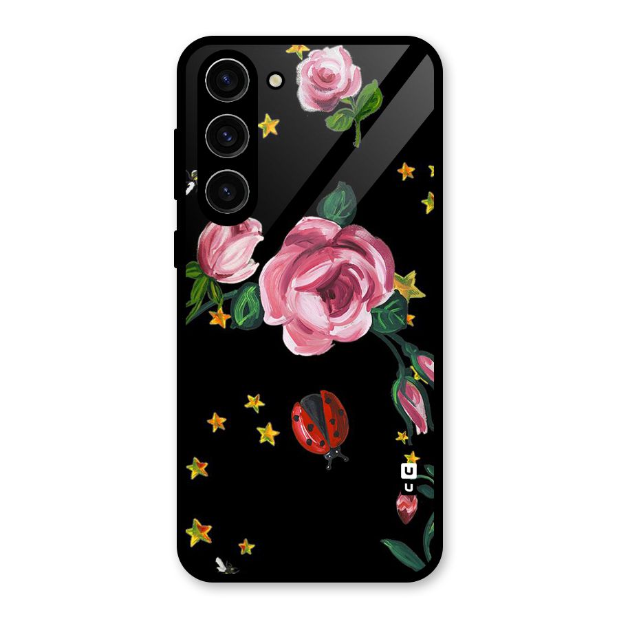 Ladybird And Floral Glass Back Case for Galaxy S23 Plus
