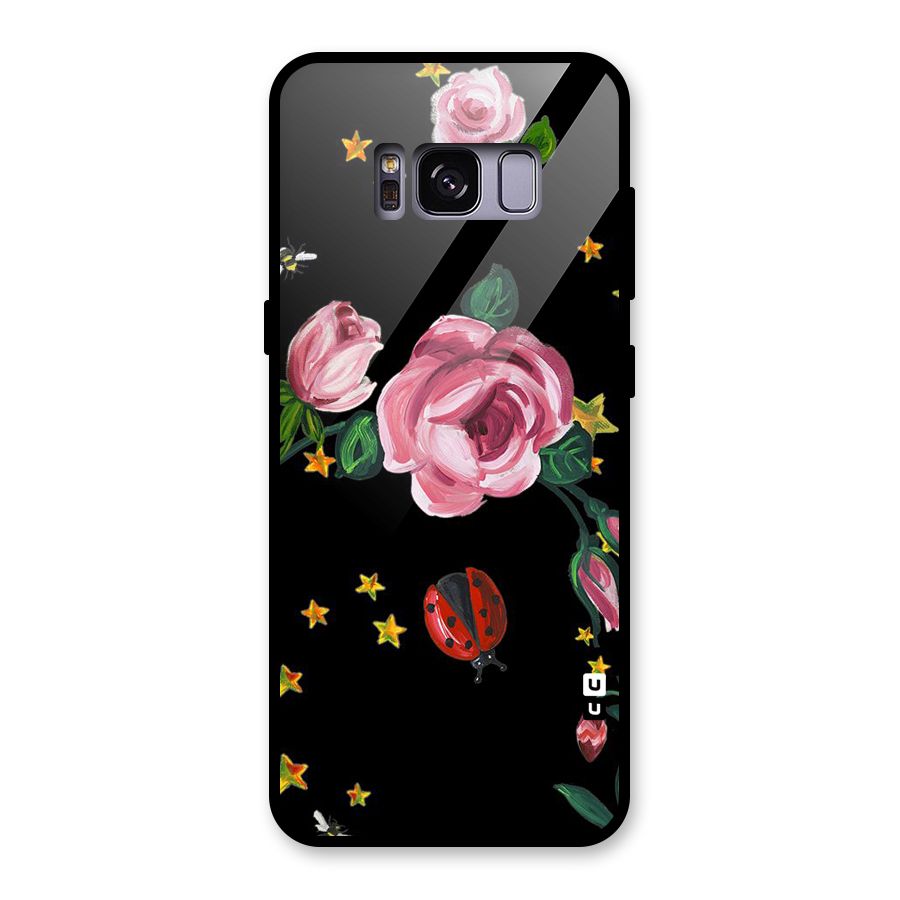 Ladybird And Floral Glass Back Case for Galaxy S8
