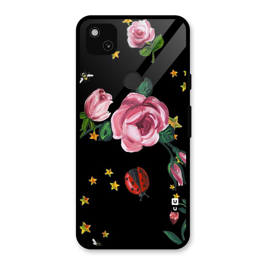 Ladybird And Floral Glass Back Case for Google Pixel 4a
