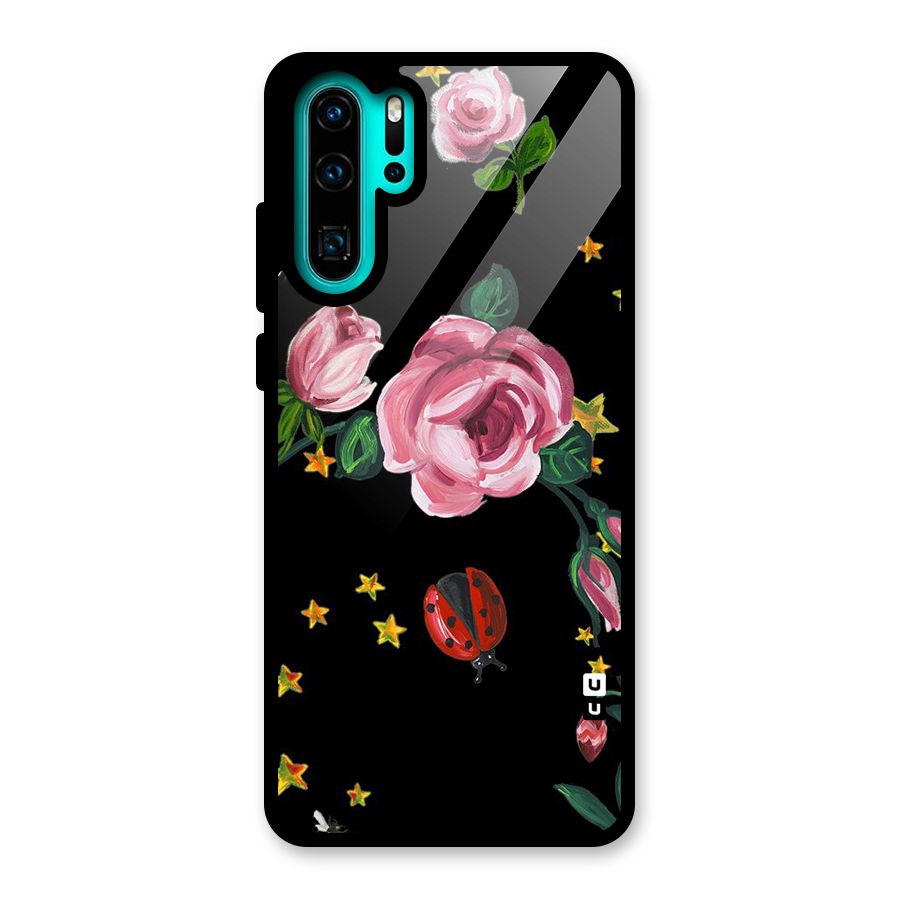 Ladybird And Floral Glass Back Case for Huawei P30 Pro