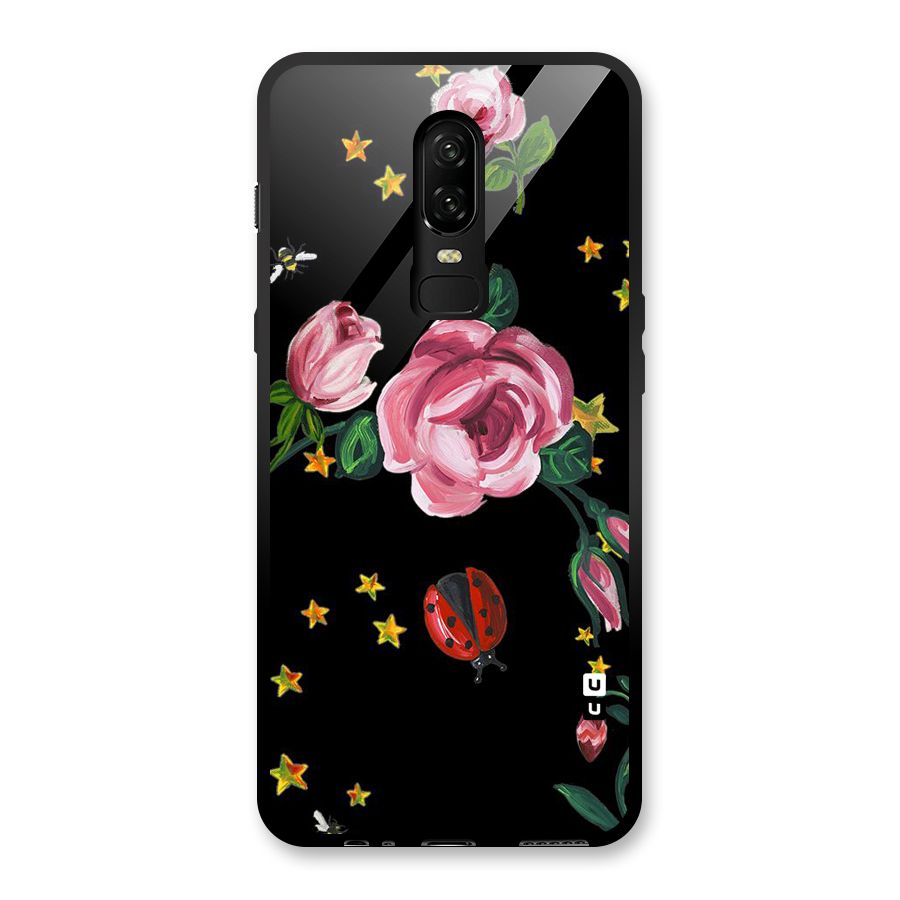 Ladybird And Floral Glass Back Case for OnePlus 6