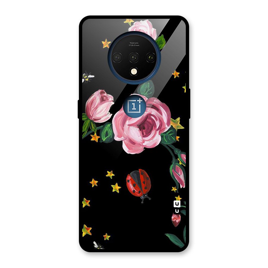 Ladybird And Floral Glass Back Case for OnePlus 7T