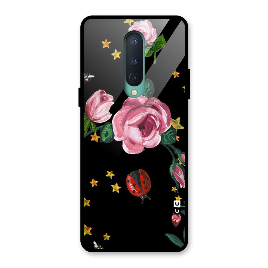 Ladybird And Floral Glass Back Case for OnePlus 8