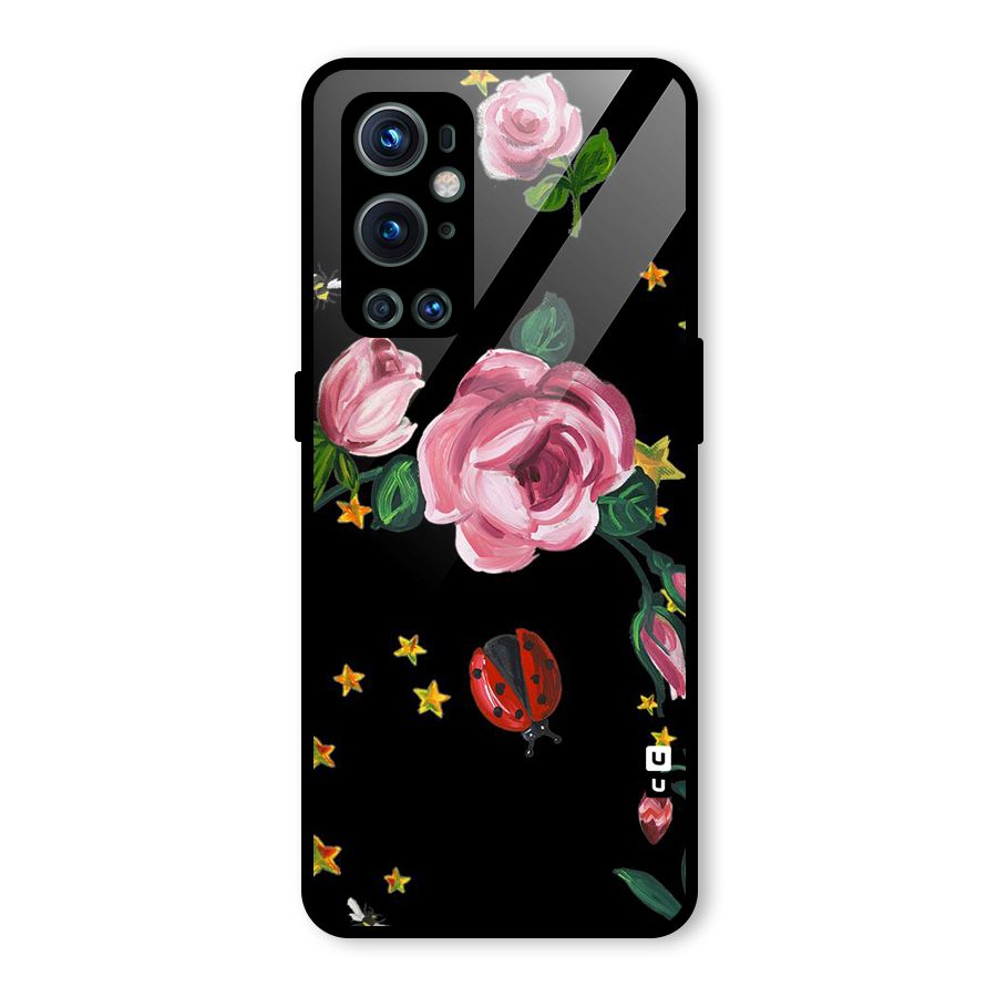 Ladybird And Floral Glass Back Case for OnePlus 9 Pro