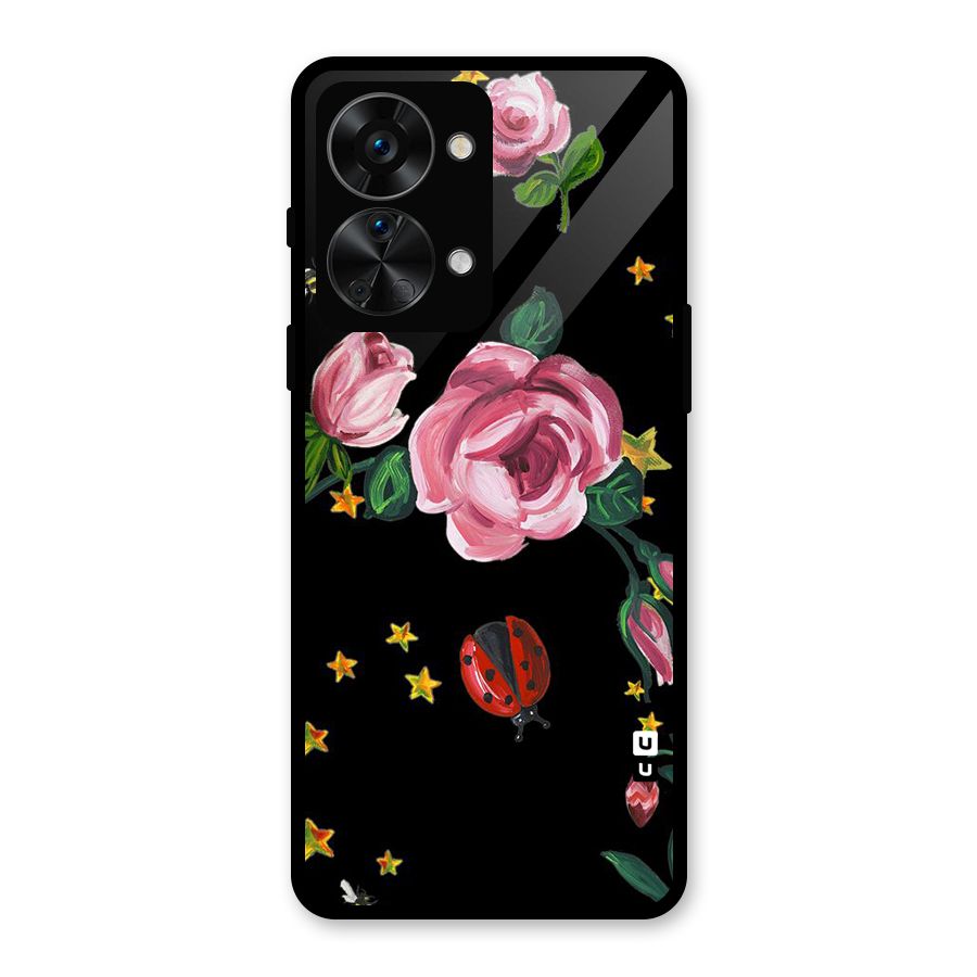 Ladybird And Floral Glass Back Case for OnePlus Nord 2T