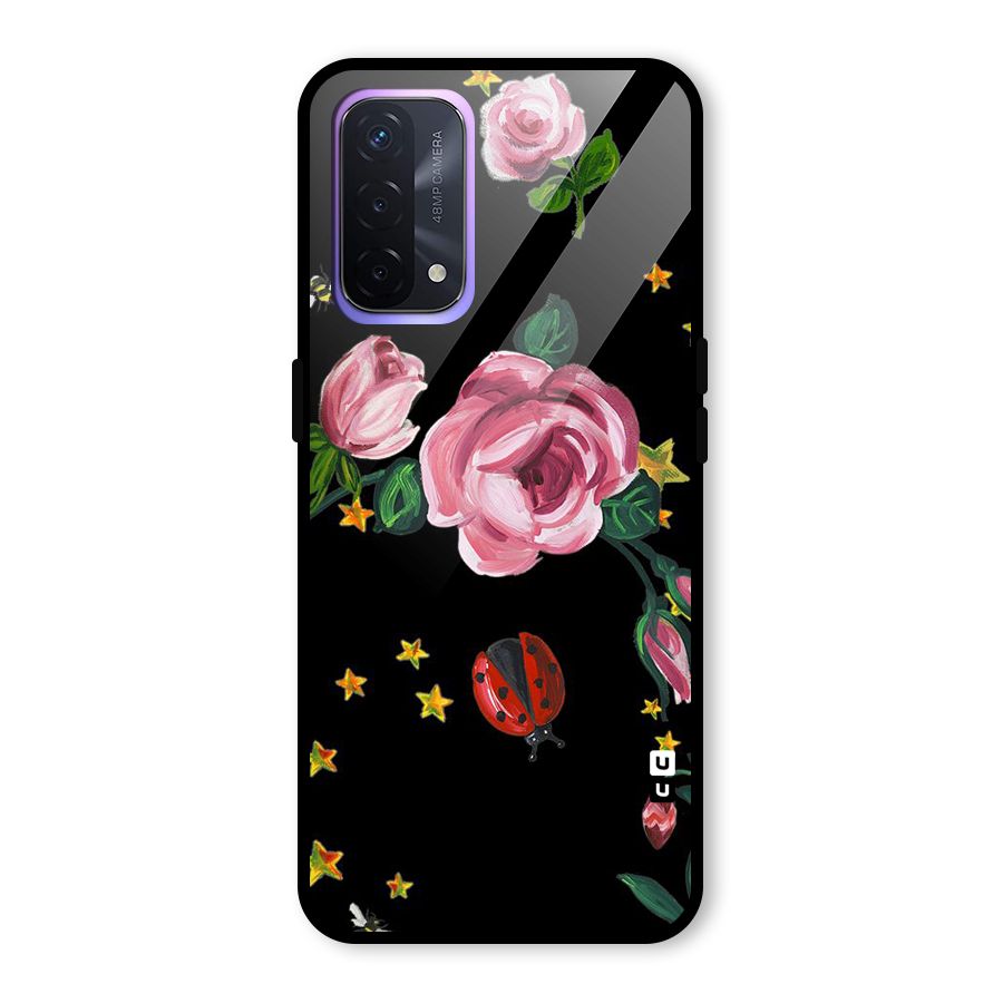 Ladybird And Floral Glass Back Case for Oppo A74 5G