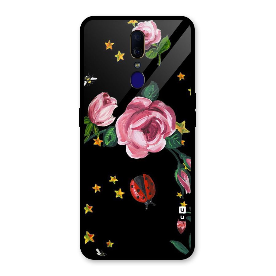 Ladybird And Floral Glass Back Case for Oppo F11