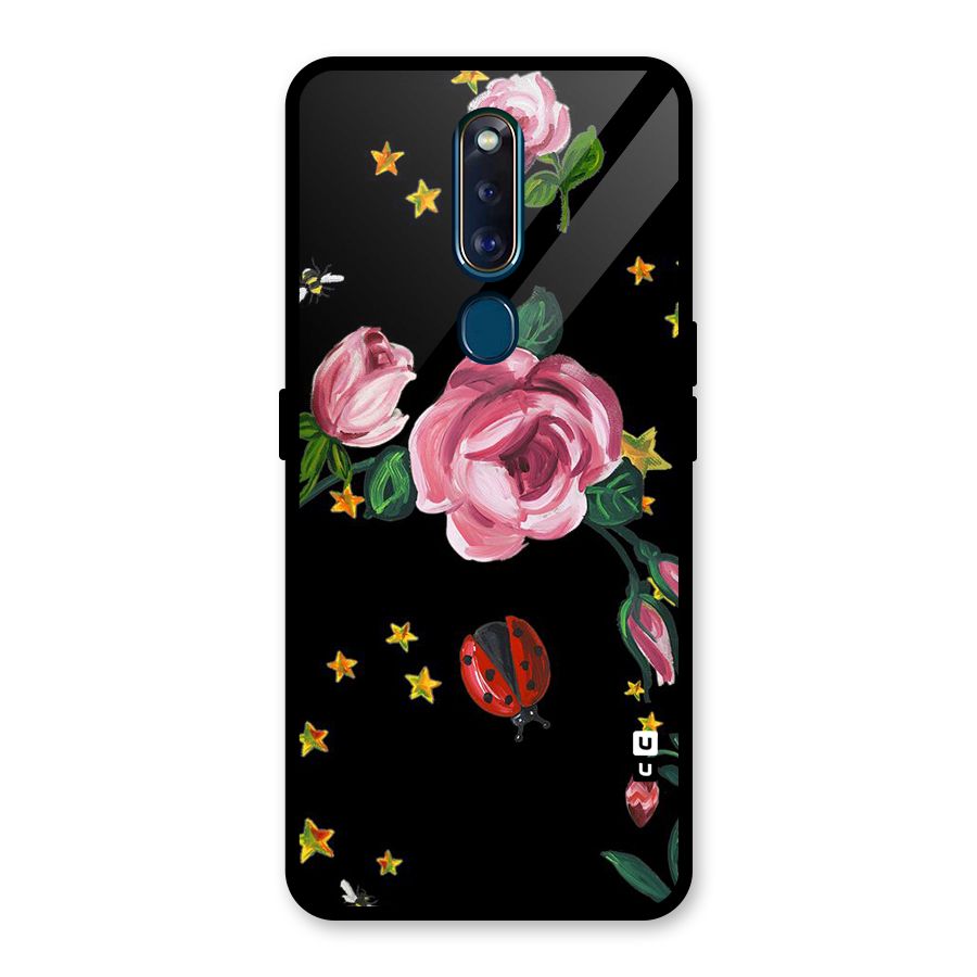 Ladybird And Floral Glass Back Case for Oppo F11 Pro