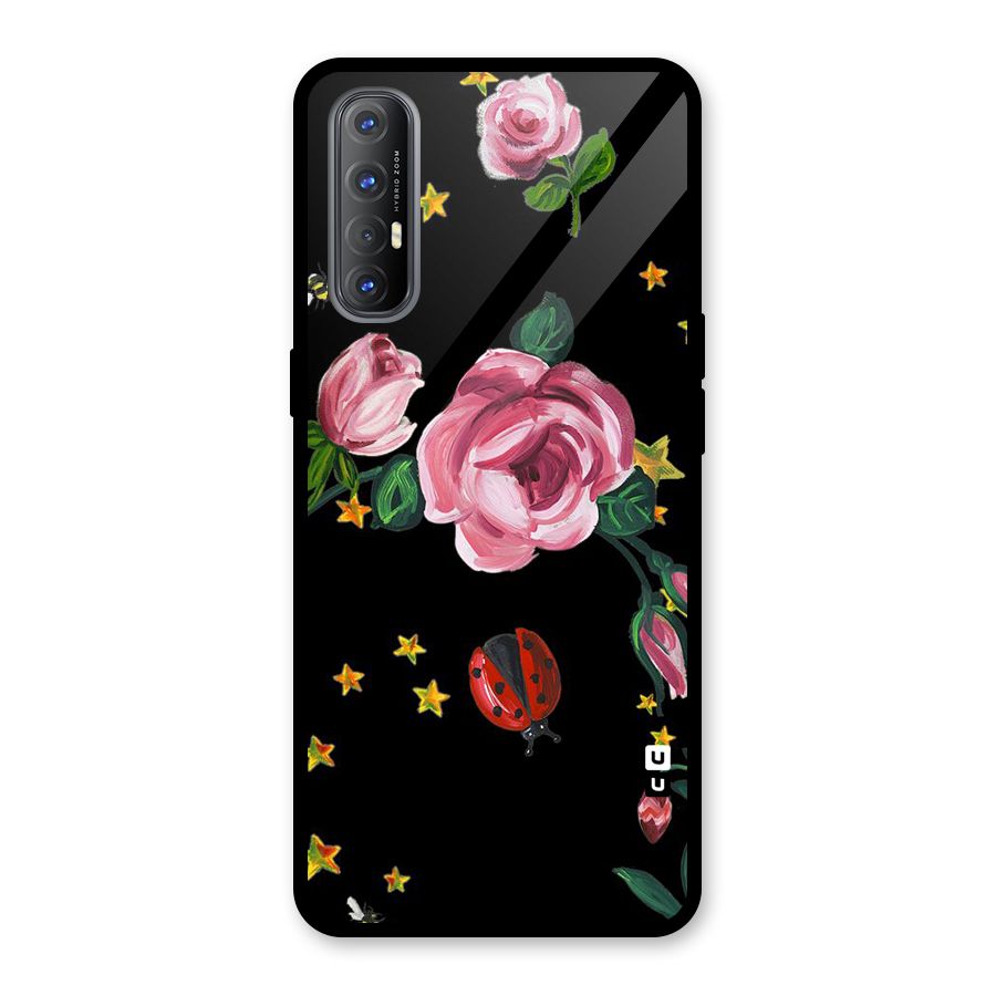 Ladybird And Floral Glass Back Case for Oppo Reno3 Pro