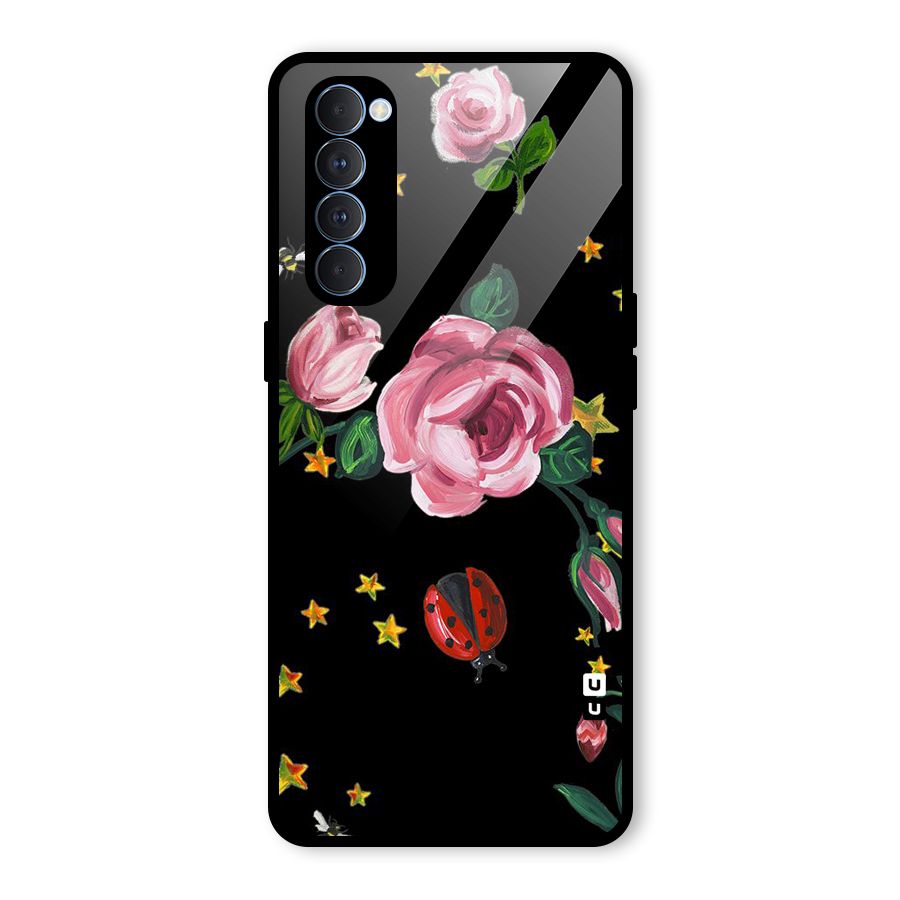 Ladybird And Floral Glass Back Case for Oppo Reno4 Pro