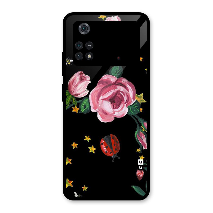 Ladybird And Floral Glass Back Case for Poco M4 Pro 4G
