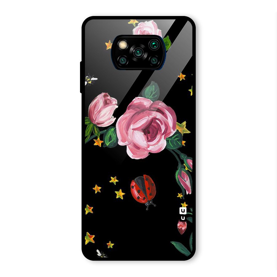 Ladybird And Floral Glass Back Case for Poco X3 Pro