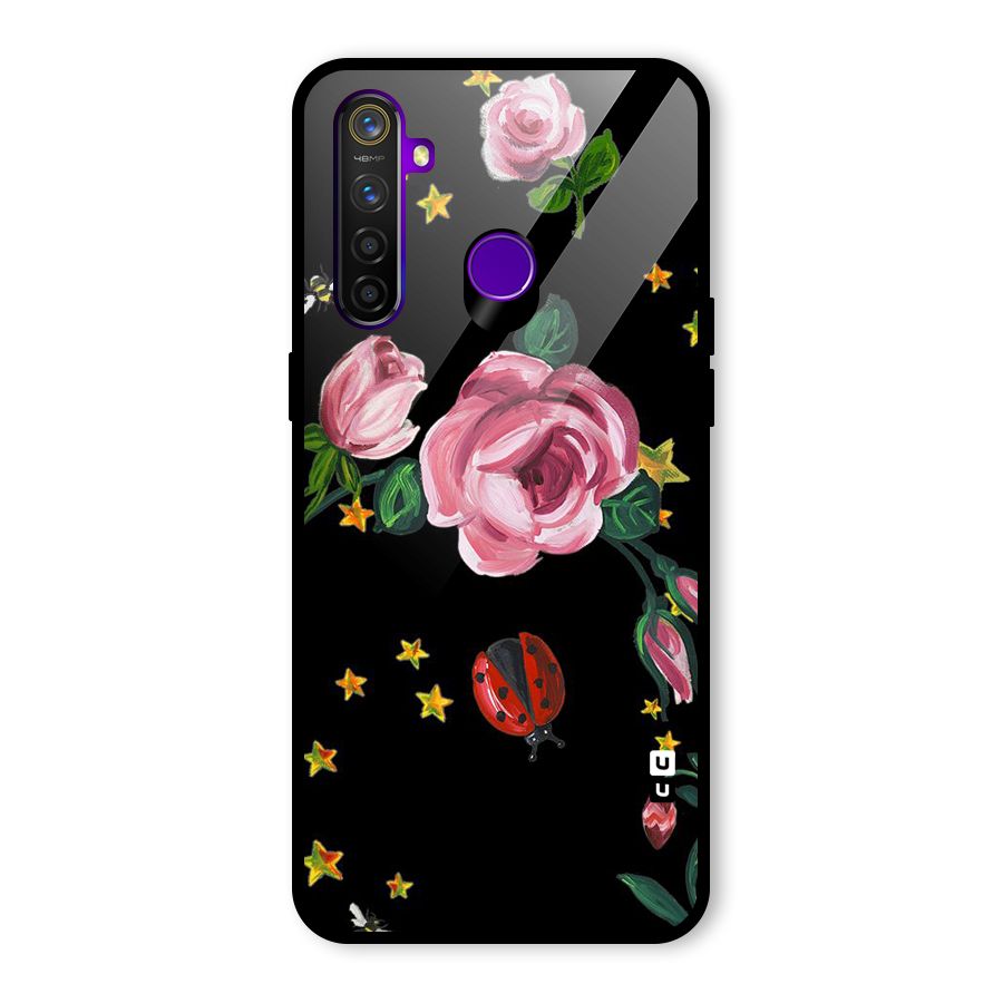Ladybird And Floral Glass Back Case for Realme 5 Pro