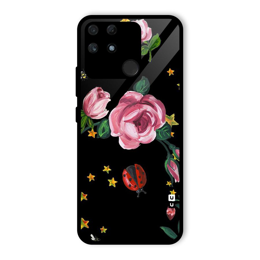 Ladybird And Floral Glass Back Case for Realme Narzo 50A