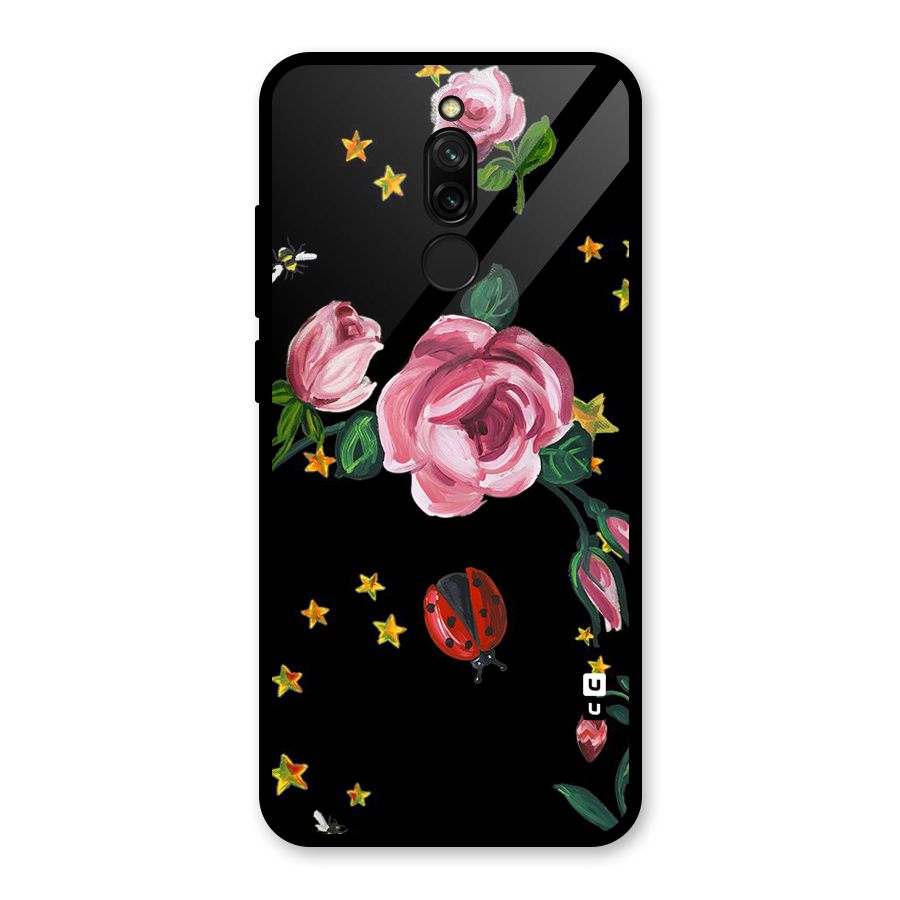 Ladybird And Floral Glass Back Case for Redmi 8