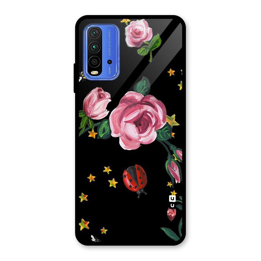 Ladybird And Floral Glass Back Case for Redmi 9 Power