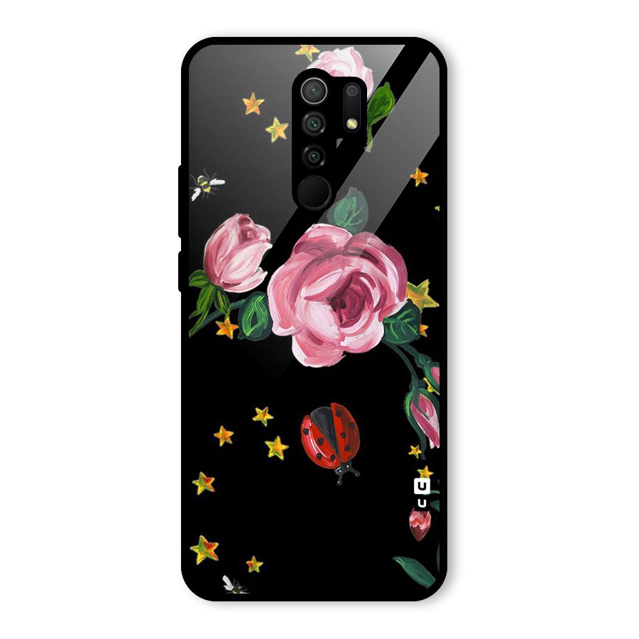 Ladybird And Floral Glass Back Case for Redmi 9 Prime