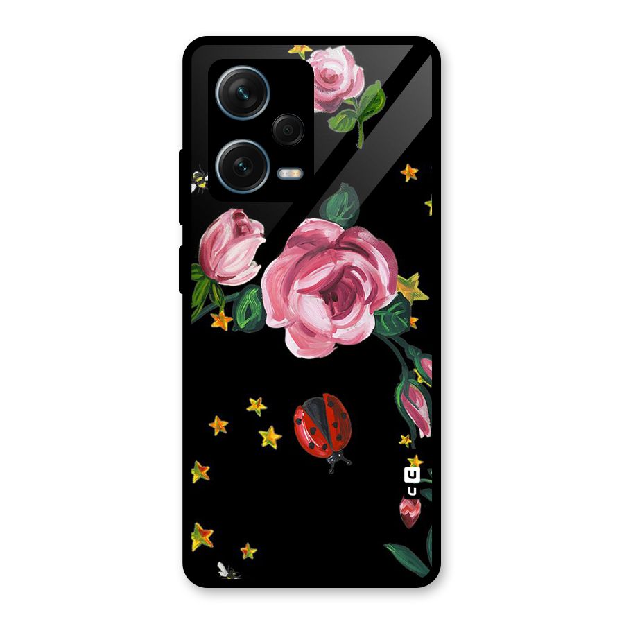 Ladybird And Floral Glass Back Case for Redmi Note 12 Pro Plus 5G