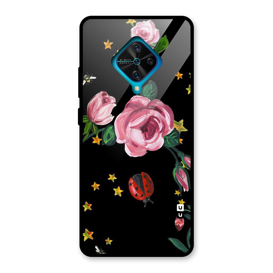 Ladybird And Floral Glass Back Case for Vivo S1 Pro