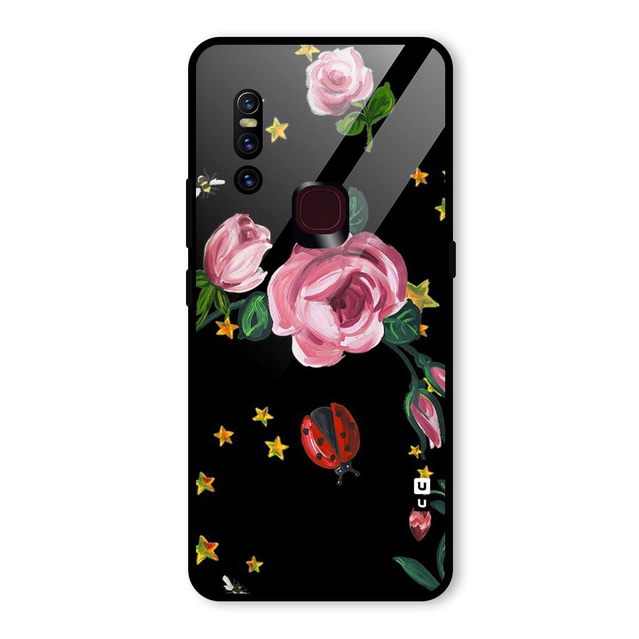 Ladybird And Floral Glass Back Case for Vivo V15