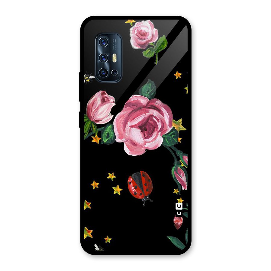 Ladybird And Floral Glass Back Case for Vivo V17