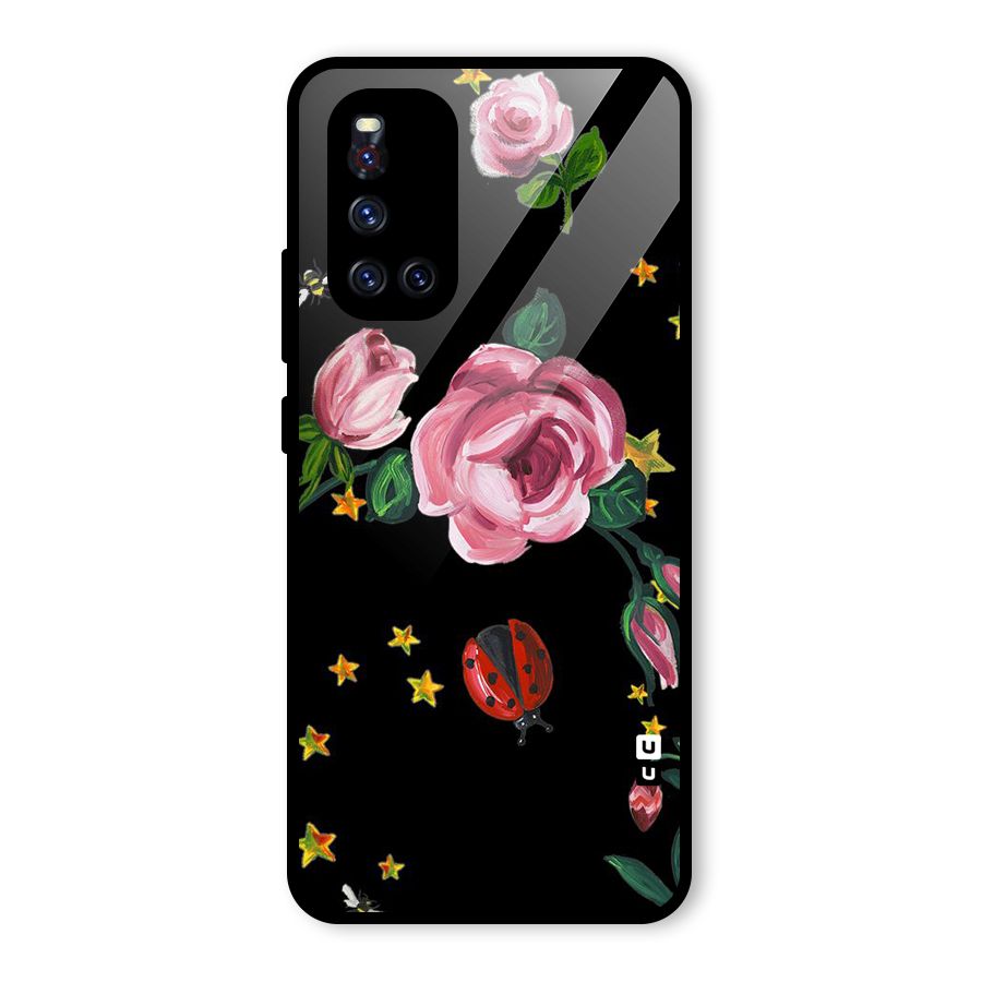 Ladybird And Floral Glass Back Case for Vivo V19