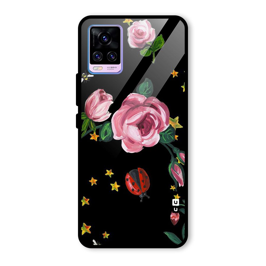 Ladybird And Floral Glass Back Case for Vivo V20 Pro