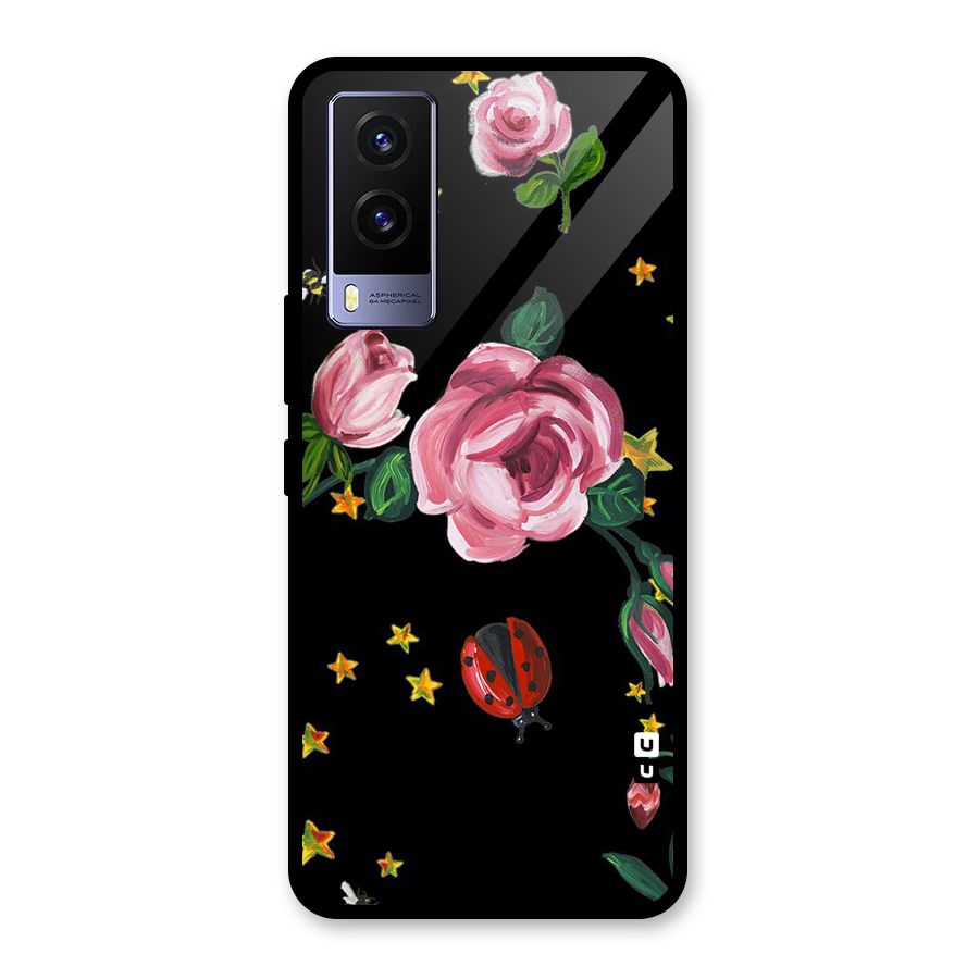 Ladybird And Floral Glass Back Case for Vivo V21e 5G