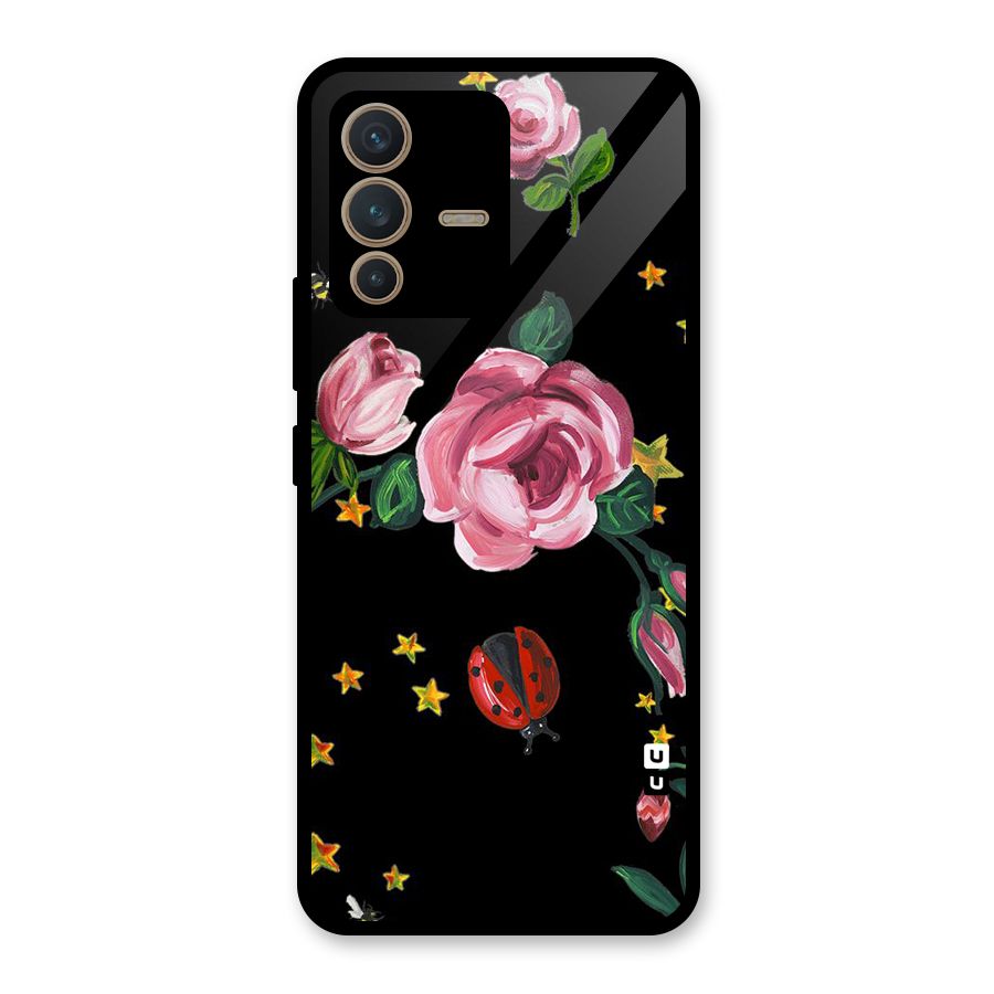 Ladybird And Floral Glass Back Case for Vivo V23 5G