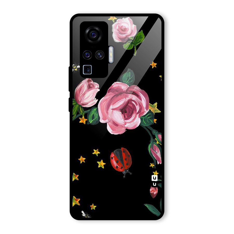 Ladybird And Floral Glass Back Case for Vivo X50 Pro