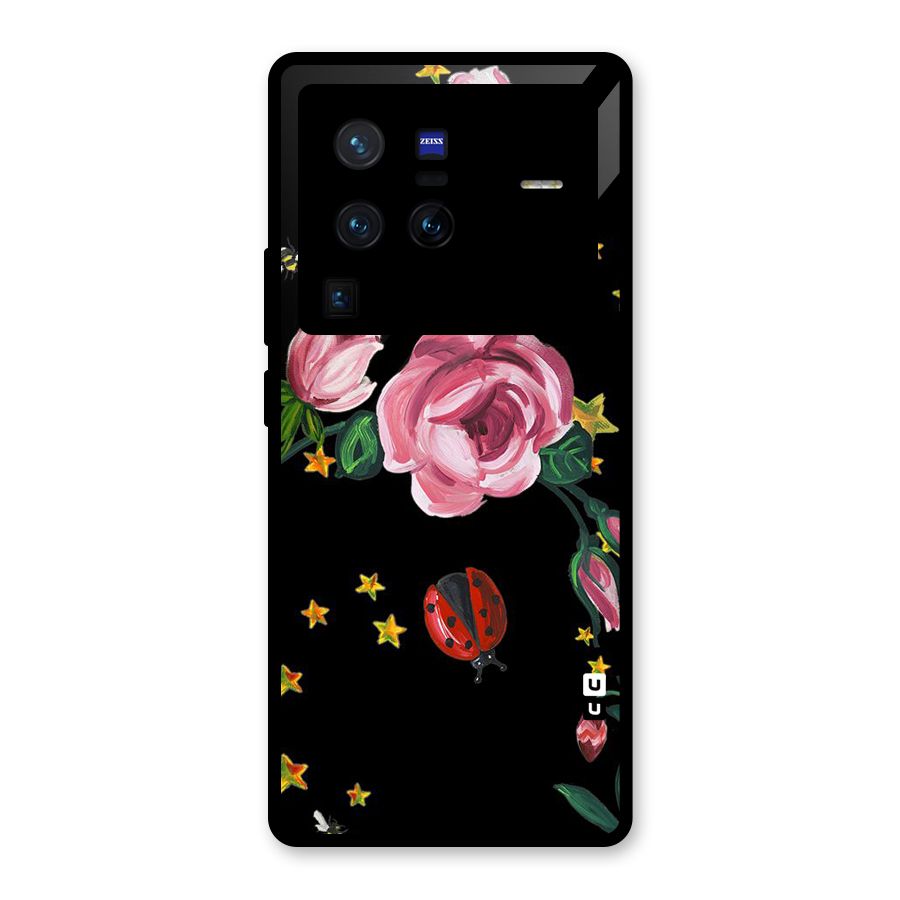 Ladybird And Floral Glass Back Case for Vivo X80 Pro