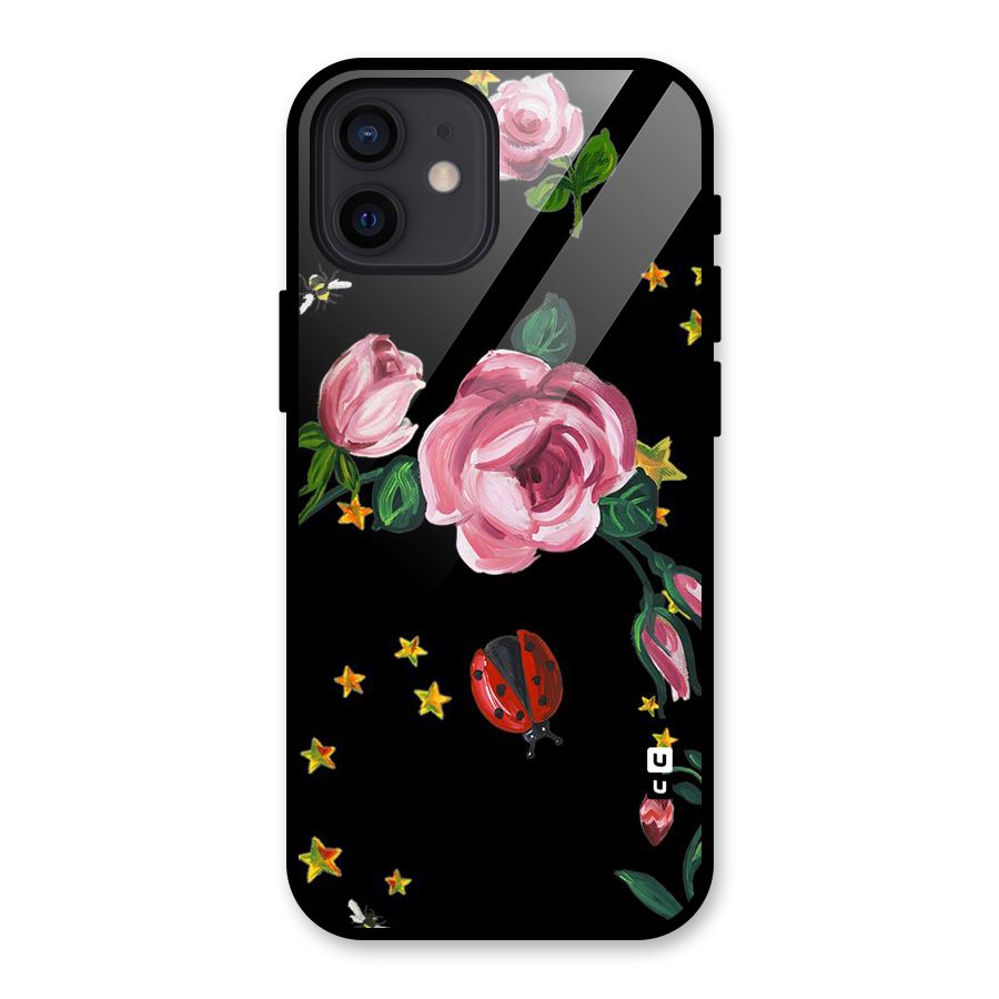 Ladybird And Floral Glass Back Case for iPhone 12