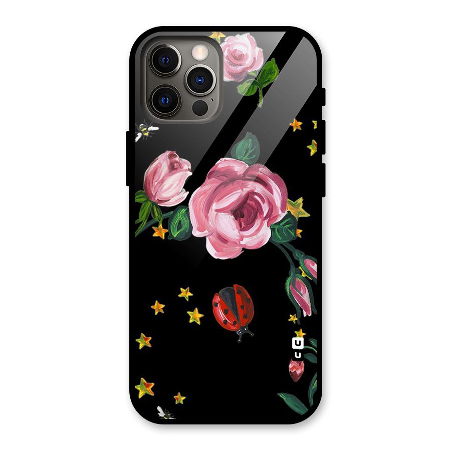 Ladybird And Floral Glass Back Case for iPhone 12 Pro