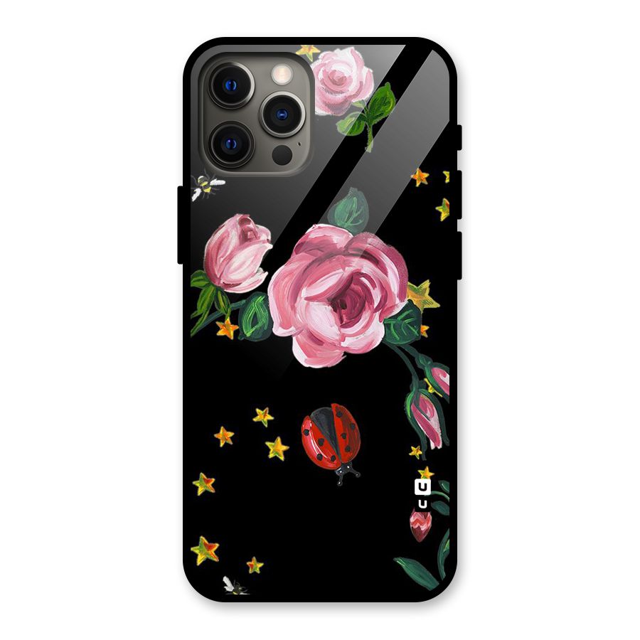 Ladybird And Floral Glass Back Case for iPhone 12 Pro Max