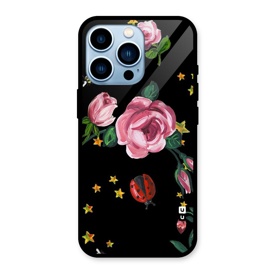 Ladybird And Floral Glass Back Case for iPhone 13 Pro
