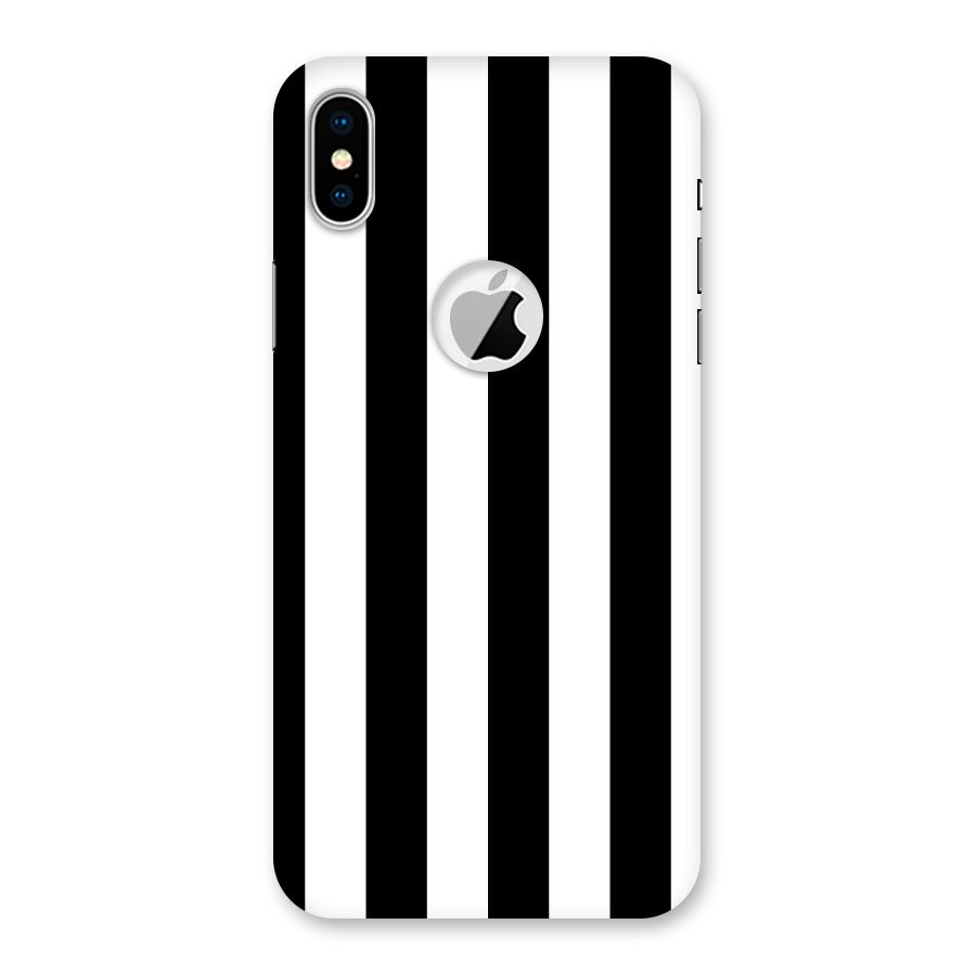 Lavish Black Stripes Back Case for iPhone XS Logo Cut